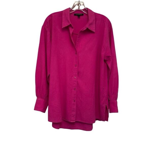 Banana Republic Magenta linen and rayon long blouse, medium - Picture 1 of 7